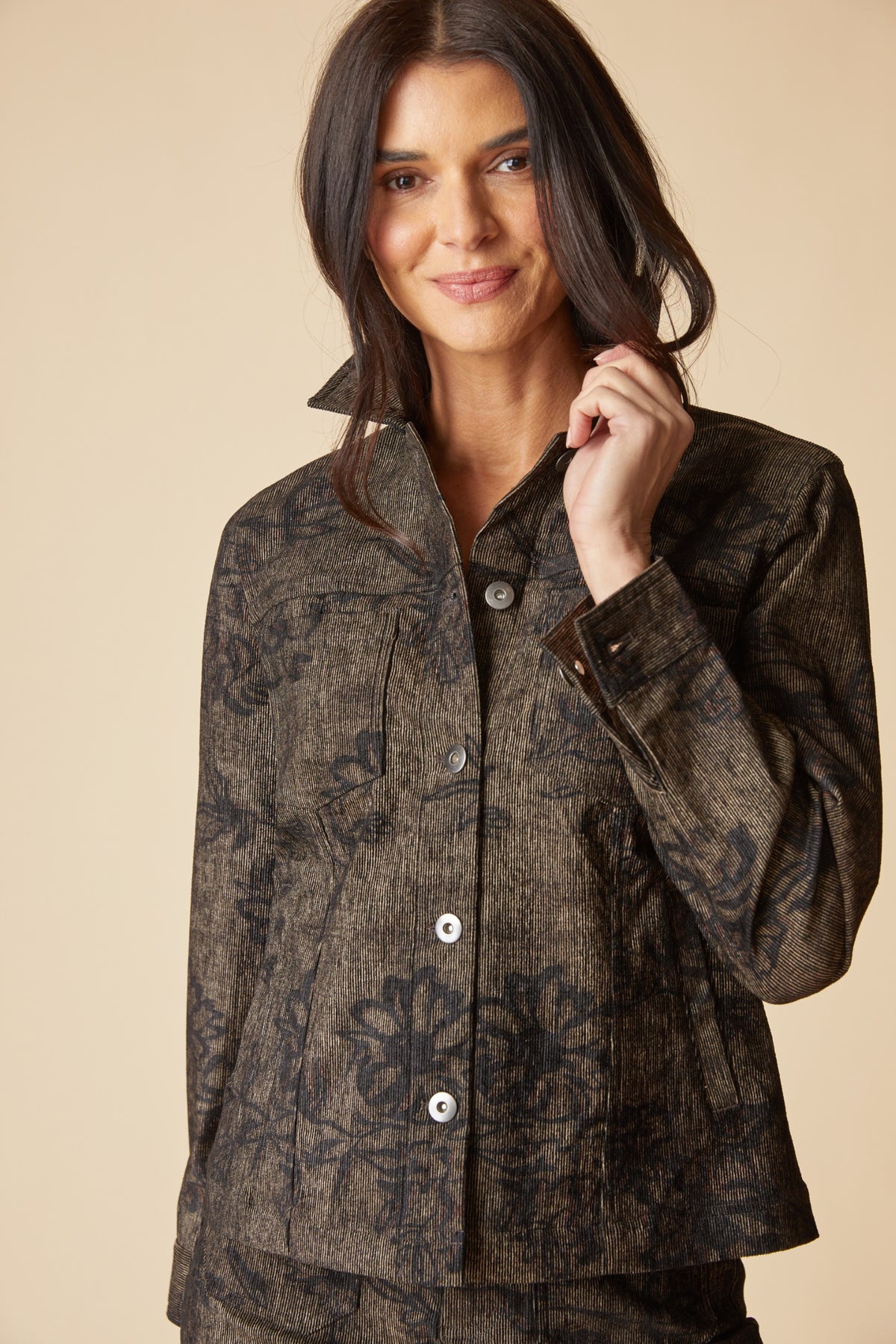 HABITAT LUXE CORD BOYFRIEND JACKET - UMBER