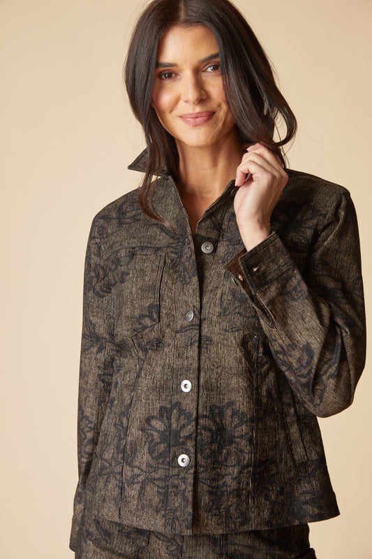 HABITAT LUXE CORD BOYFRIEND JACKET - UMBER