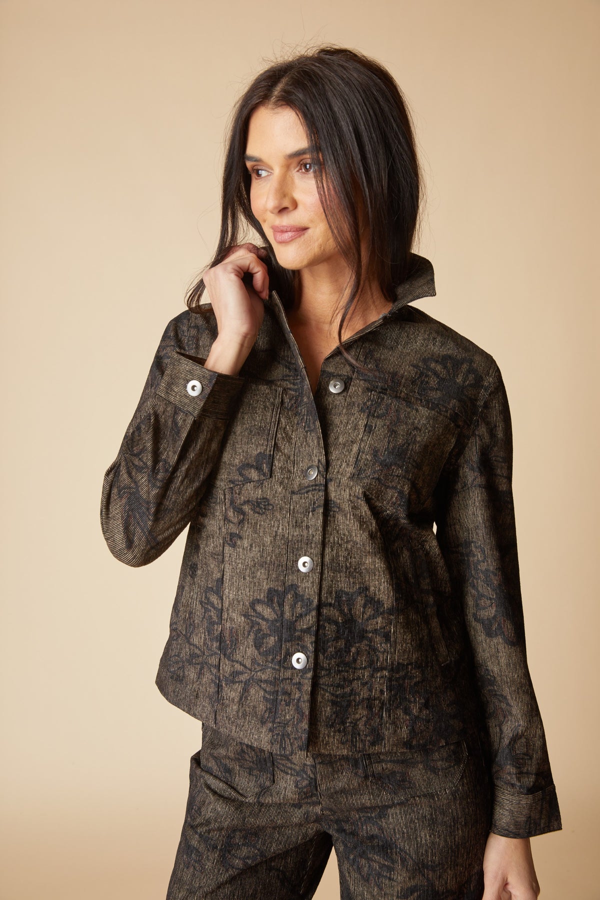 HABITAT LUXE CORD BOYFRIEND JACKET - UMBER