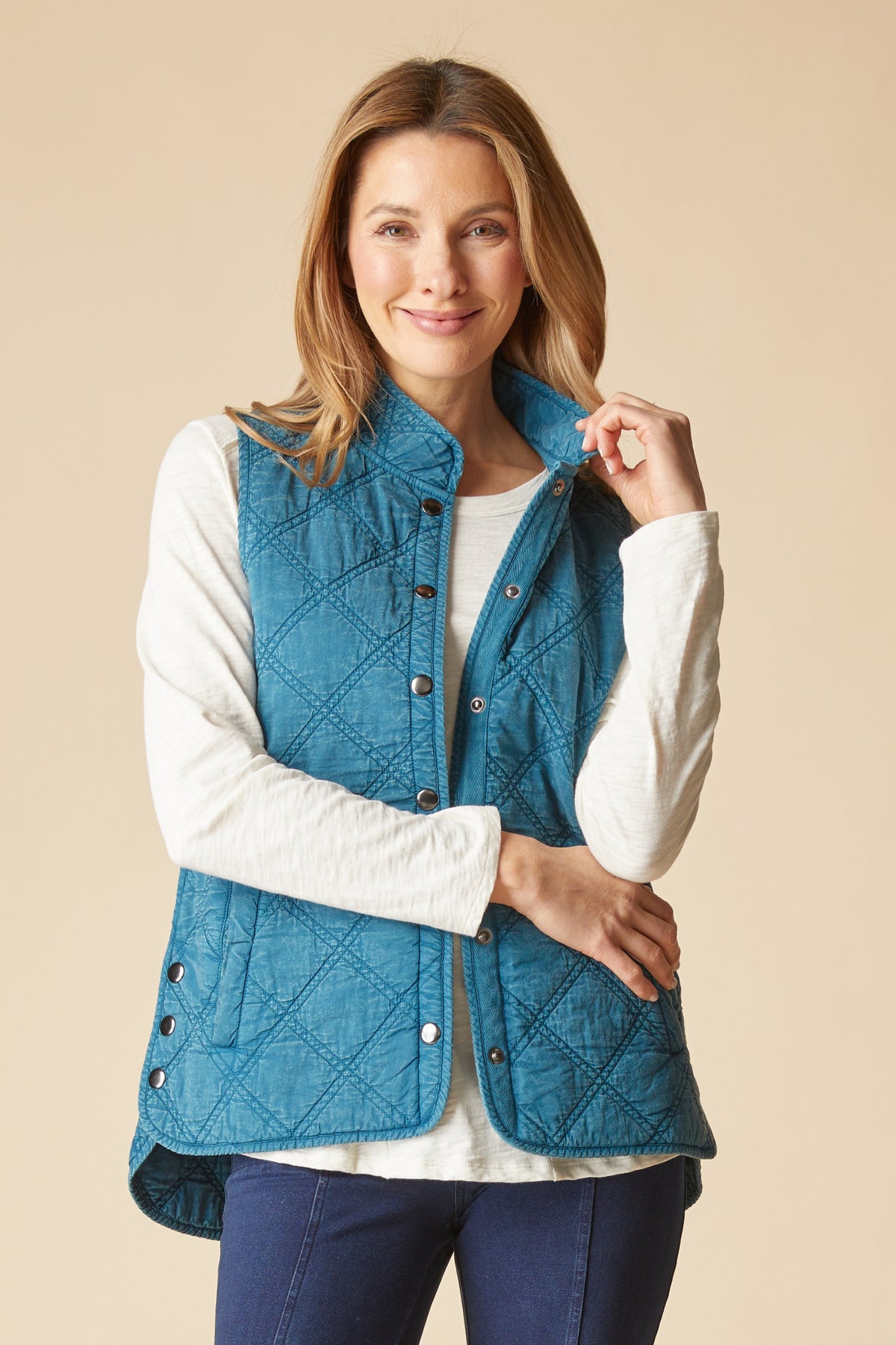 HABITAT QUILTED COTTON WINDJAMMER VEST - LAGOON