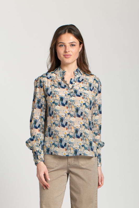 AP NY PUFF-SLEEVE BLOUSE - MULTI