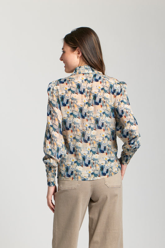 AP NY PUFF-SLEEVE BLOUSE - MULTI