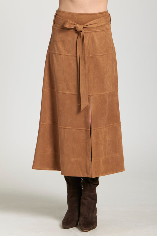 AP NY VEGAN SUEDE SKIRT - CARAMEL