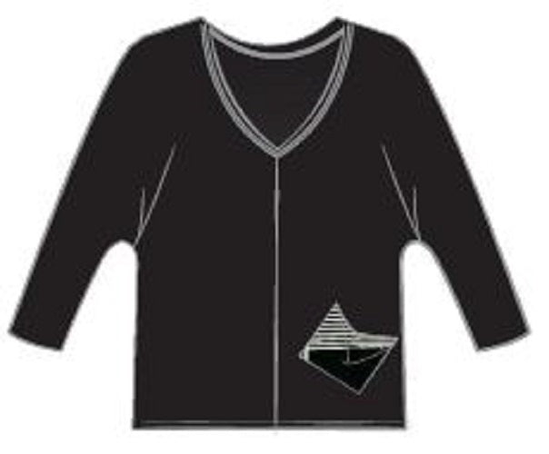SYMPLI REVEL TOP PRINT POCKET - BLACK AND CASHEW PLAID