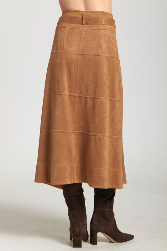 AP NY VEGAN SUEDE SKIRT - CARAMEL