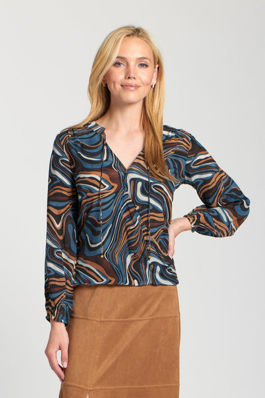 AP NY CROSSOVER TOP W/ TASSEL - BROWN MULTI