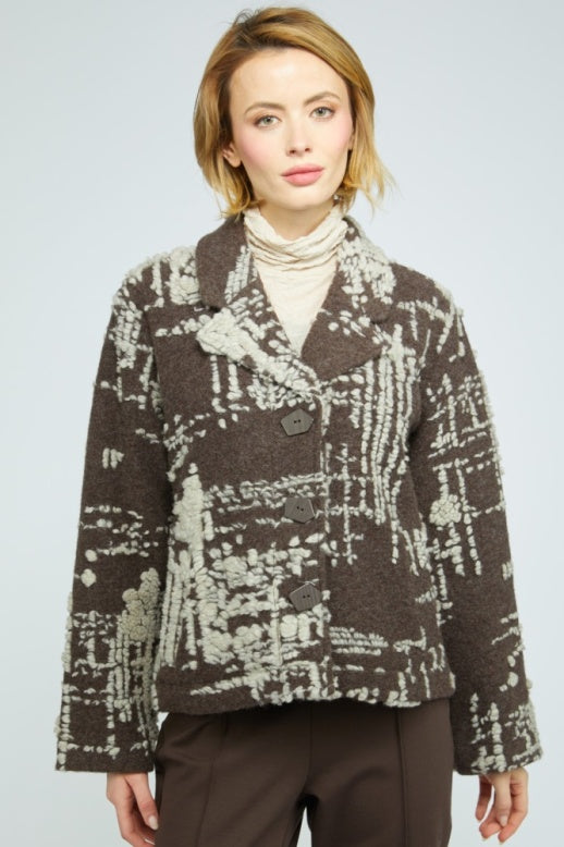 OLIVIA BY HABITAT GRIDLINES JACKET - CHOCOLATE