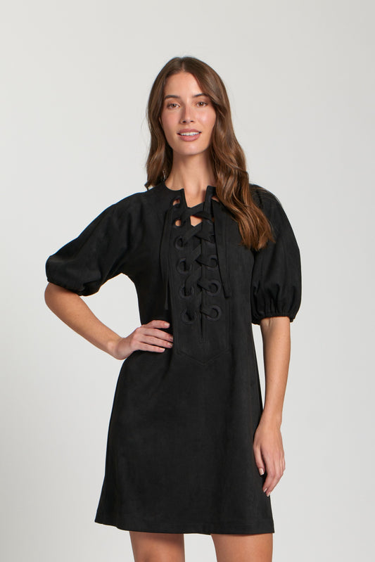 AP NY PUFF SLEEVE DRESS - BLACK