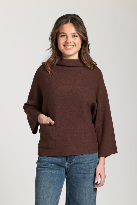 AP NY FUNNEL NECK SWEATER - CHOCOLATE BROWN