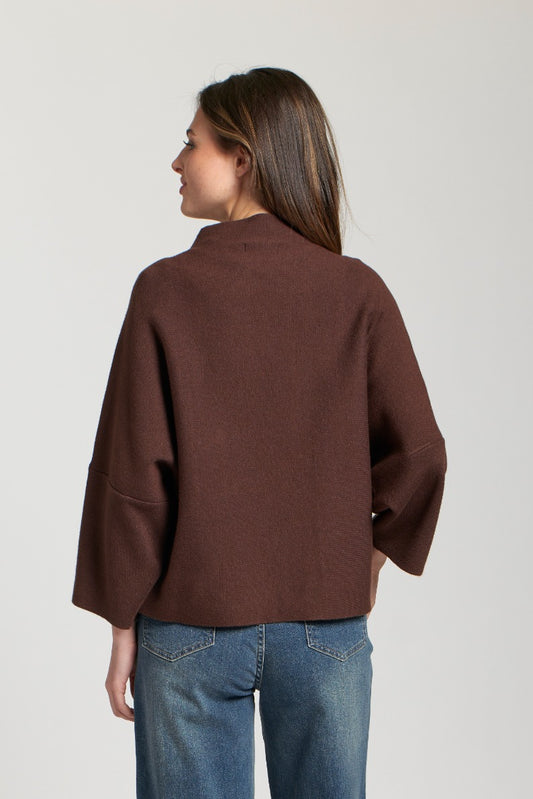 AP NY FUNNEL NECK SWEATER - CHOCOLATE BROWN