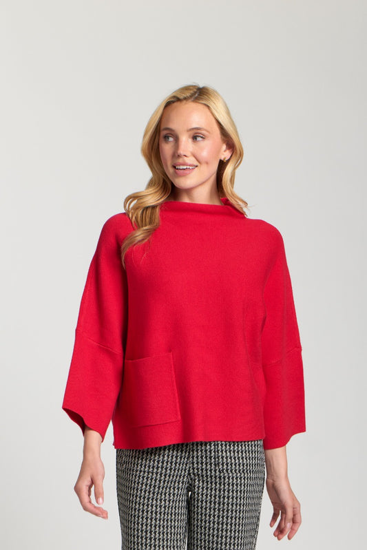 AP NY FUNNEL NECK SWEATER - RED