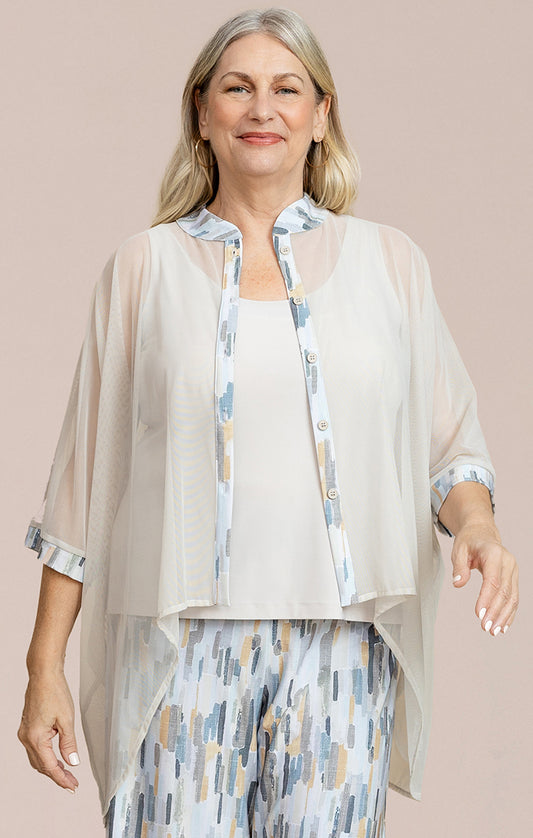 SYMPLI BARELY SERENA SHIRT - CASHEW AND RIVERSTONE PRINT
