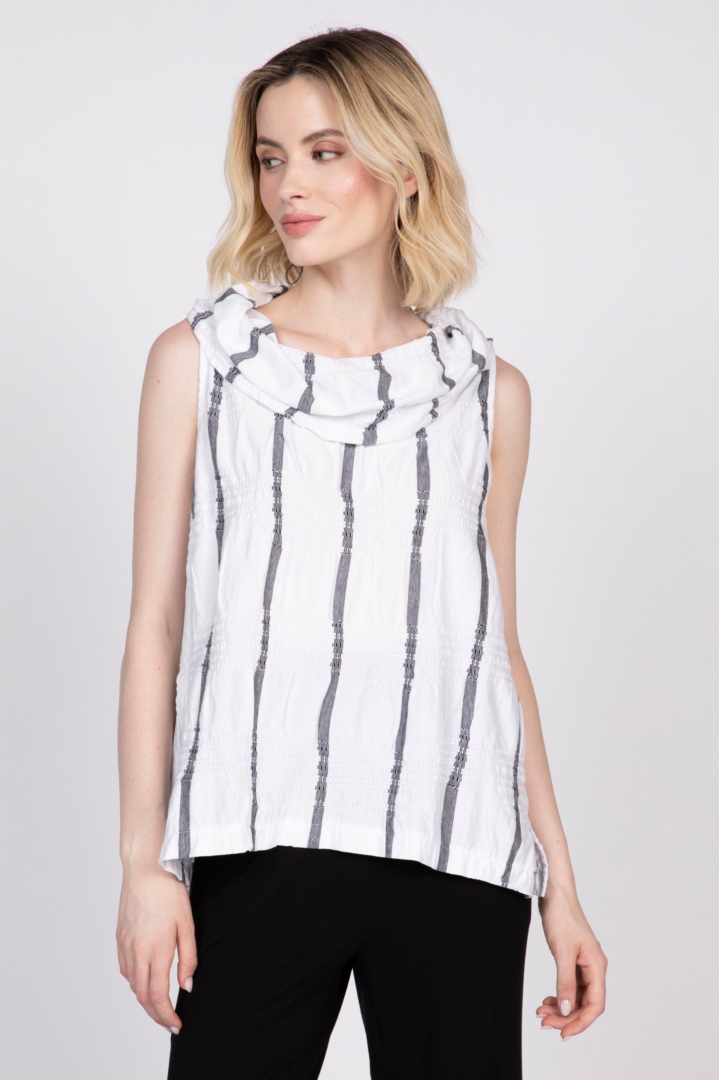 OLIVIA BY HABITAT SLEEVELESS COWL NECK - WHITE MULTI