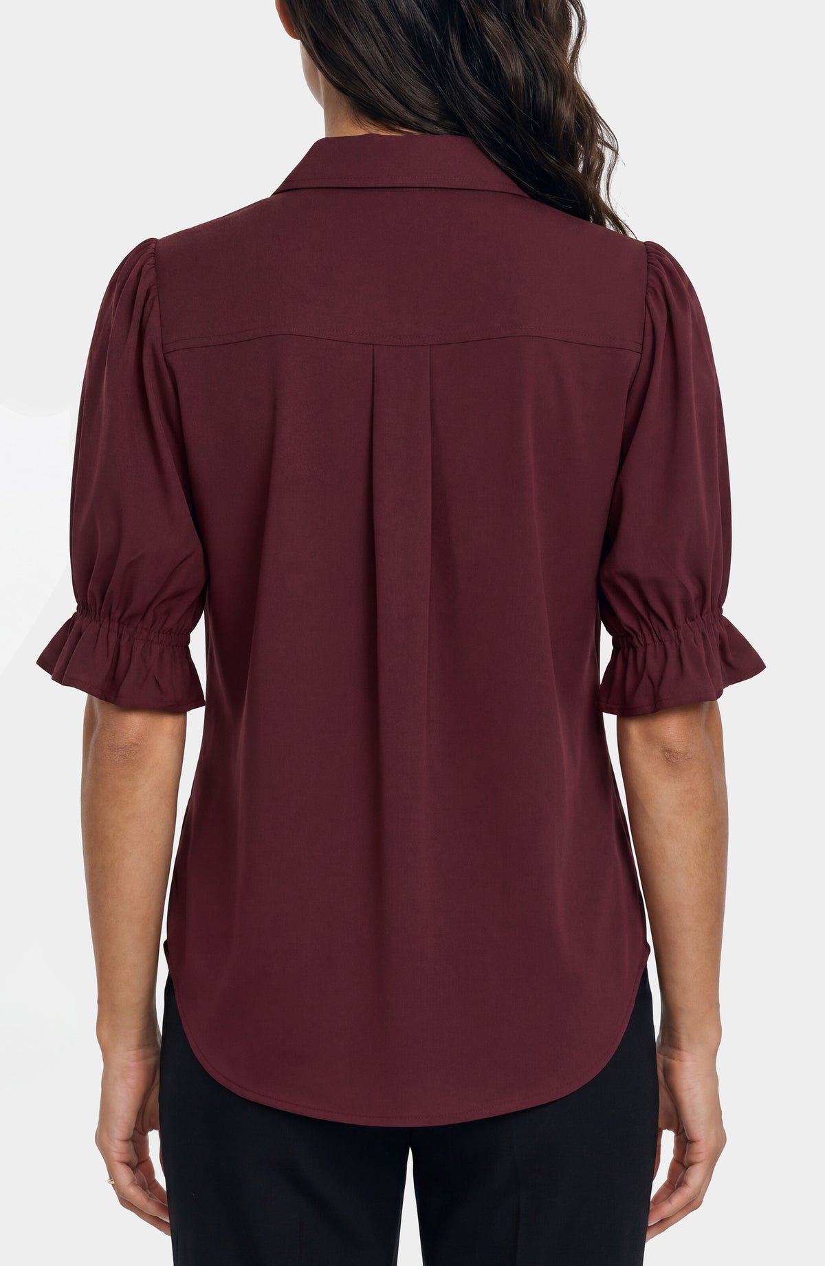 LIVERPOOL ELBOW PUFF SLEEVE SNAP FRONT - DARK OXBLOOD