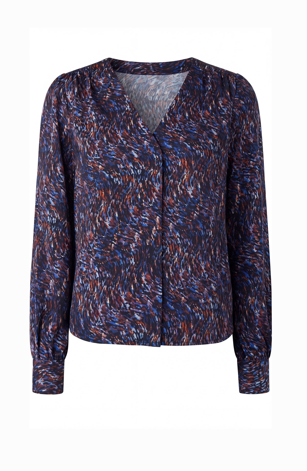 LIVERPOOL LONG SLEEVE WOVEN BLOUSE - BLUE MULTI