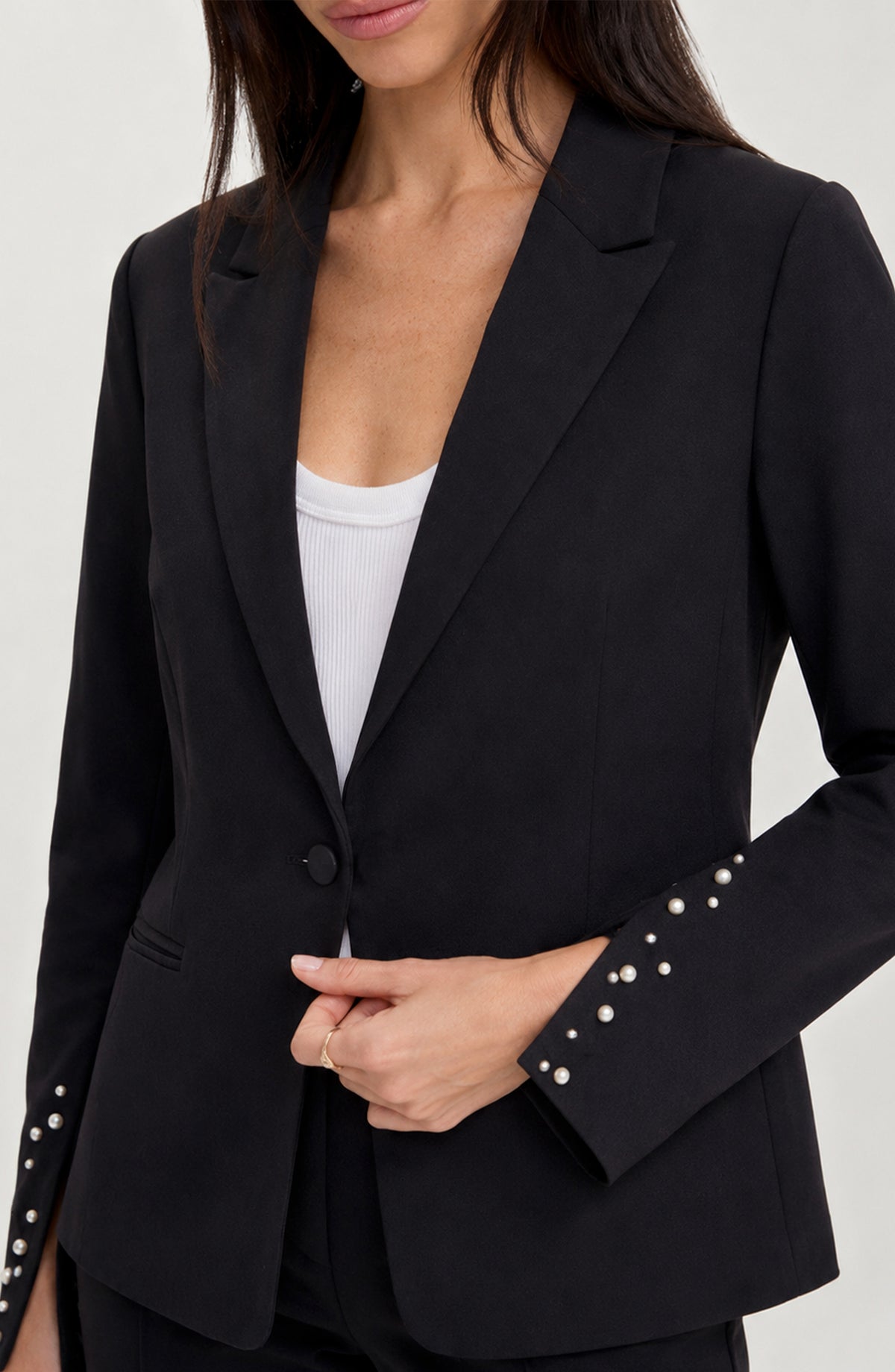 LIVERPOOL BLAZER WITH PEARL TRIM - BLACK