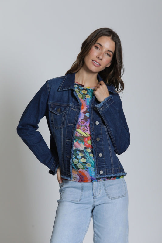 APNY JEAN JKT W/FRAY - DENIM