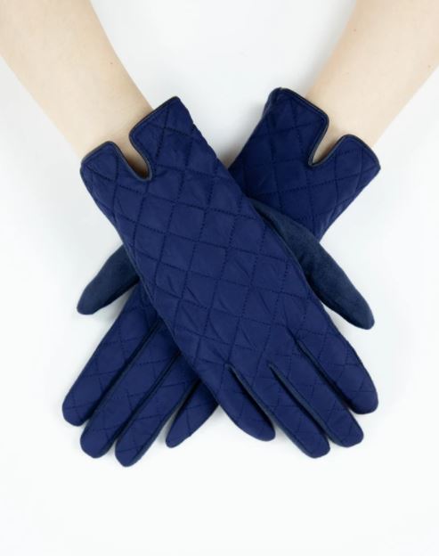 VERY MODA QUILTED GLOVES - NAVY - GL12310NV